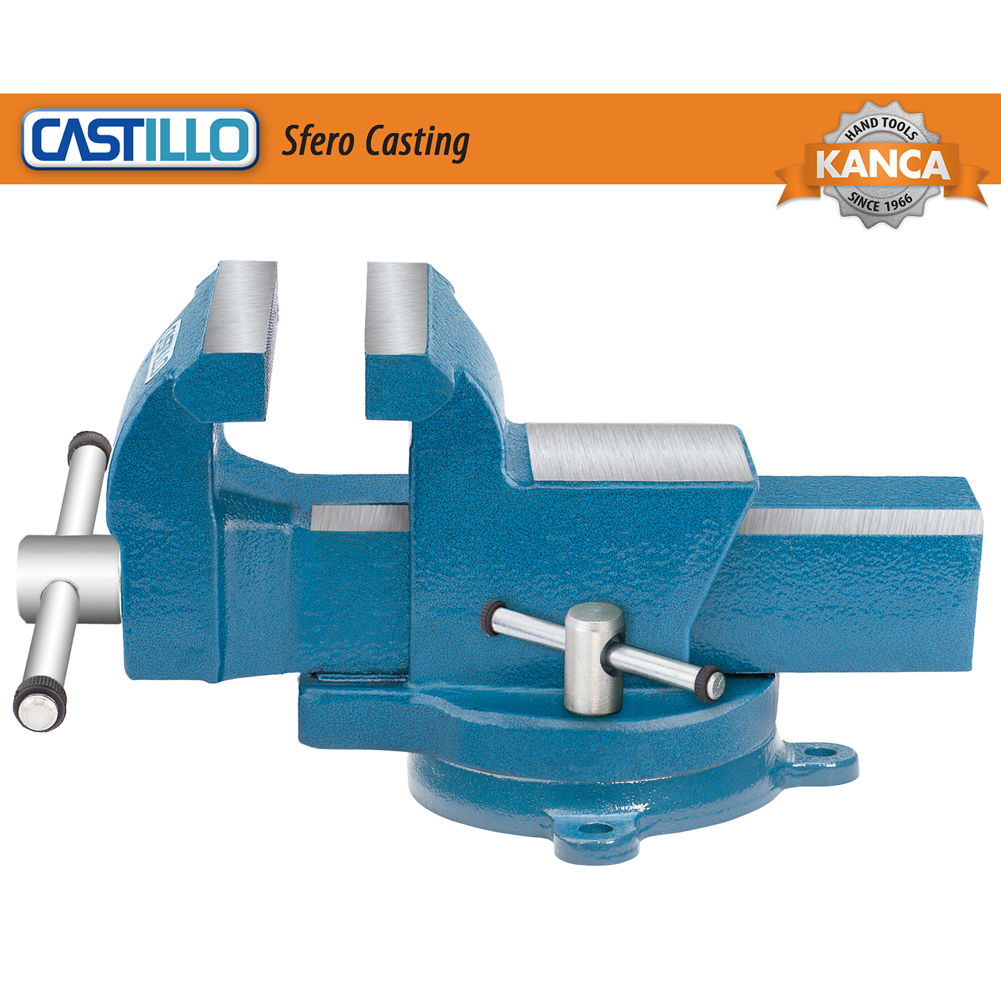 KANCA Castillo Bench Vise with Swivel Base - 6in. Jaw Width, 6.5in. Jaw Capacity, Ductile Iron, Model# Castillo Bench Vise